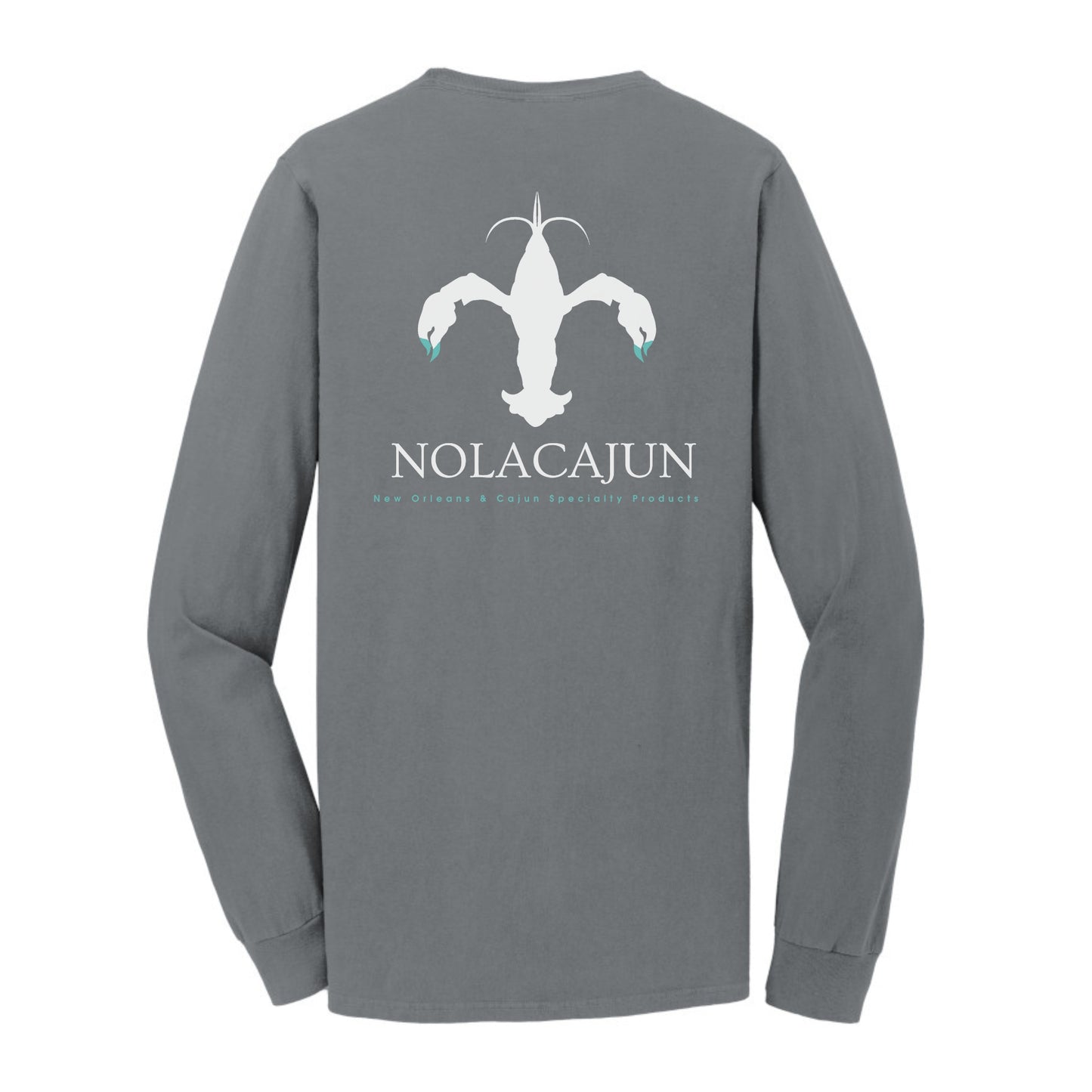NolaCajun Long Sleeve Logo Tshirt Red Back View Louisiana Cajun Pride New Orleans