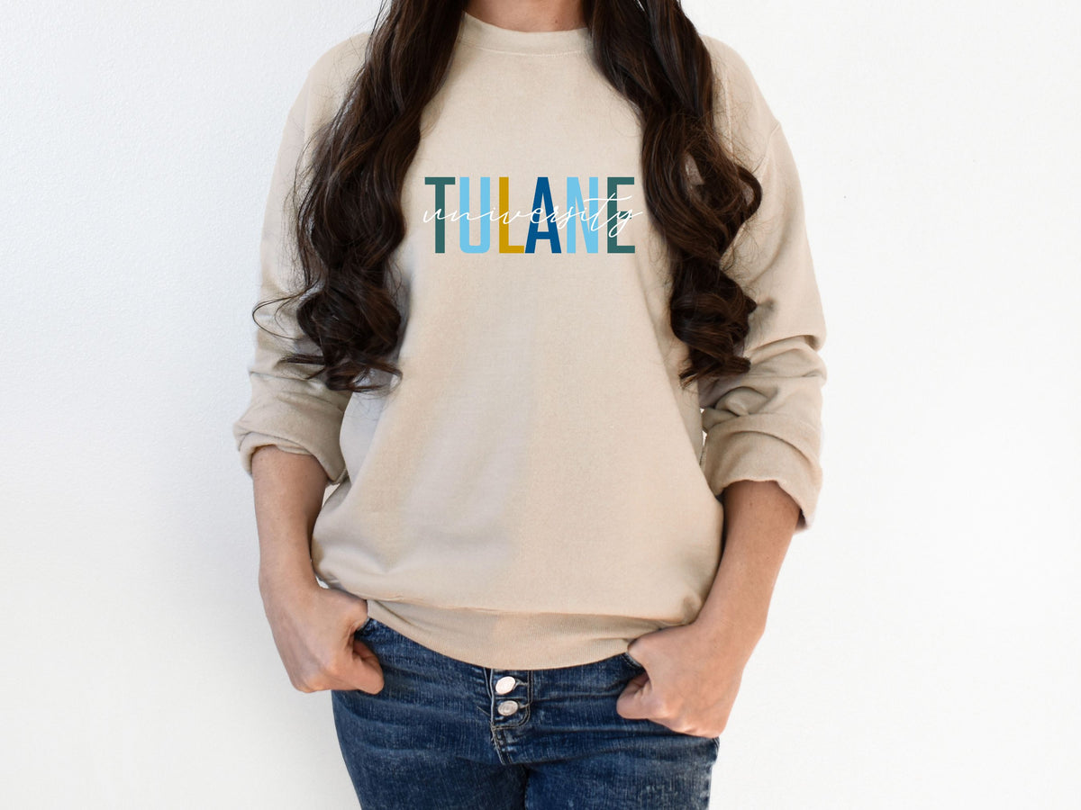 NolaCajun Tulane Sweatshirt Campus View Tulane New Orleans Louisiana Spirit
