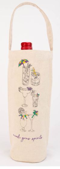 NolaCajun Mardi Gras Spirits Wine Bag Louisiana Mardi Gras Gift Bag New Orleans