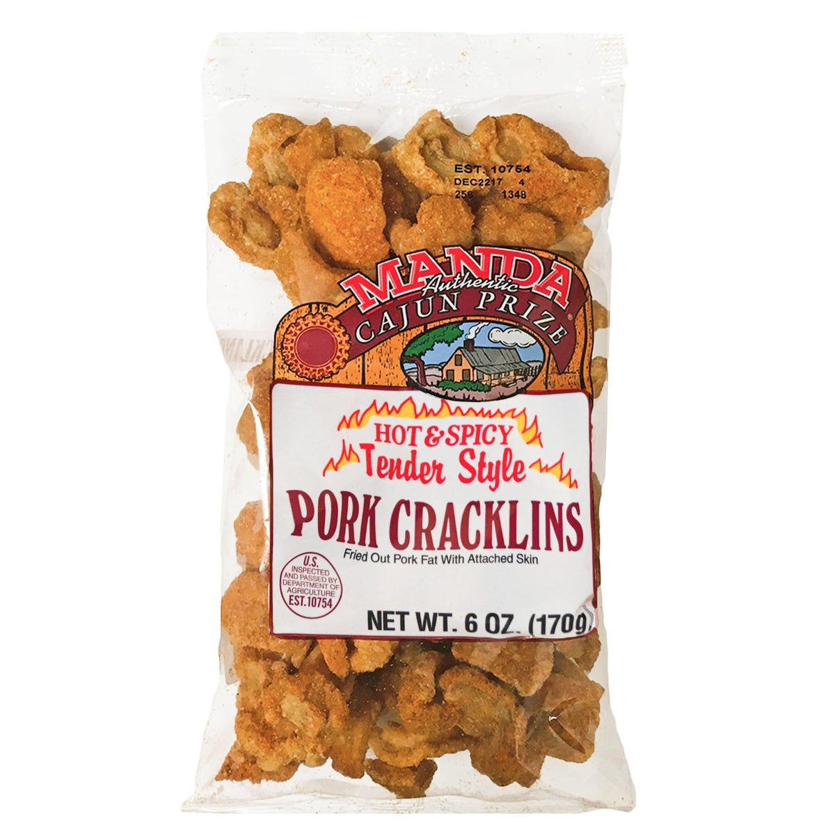 NolaCajun Manda Hot and Spicy Pork Cracklin Louisiana Cajun Hot Pork Cracklins