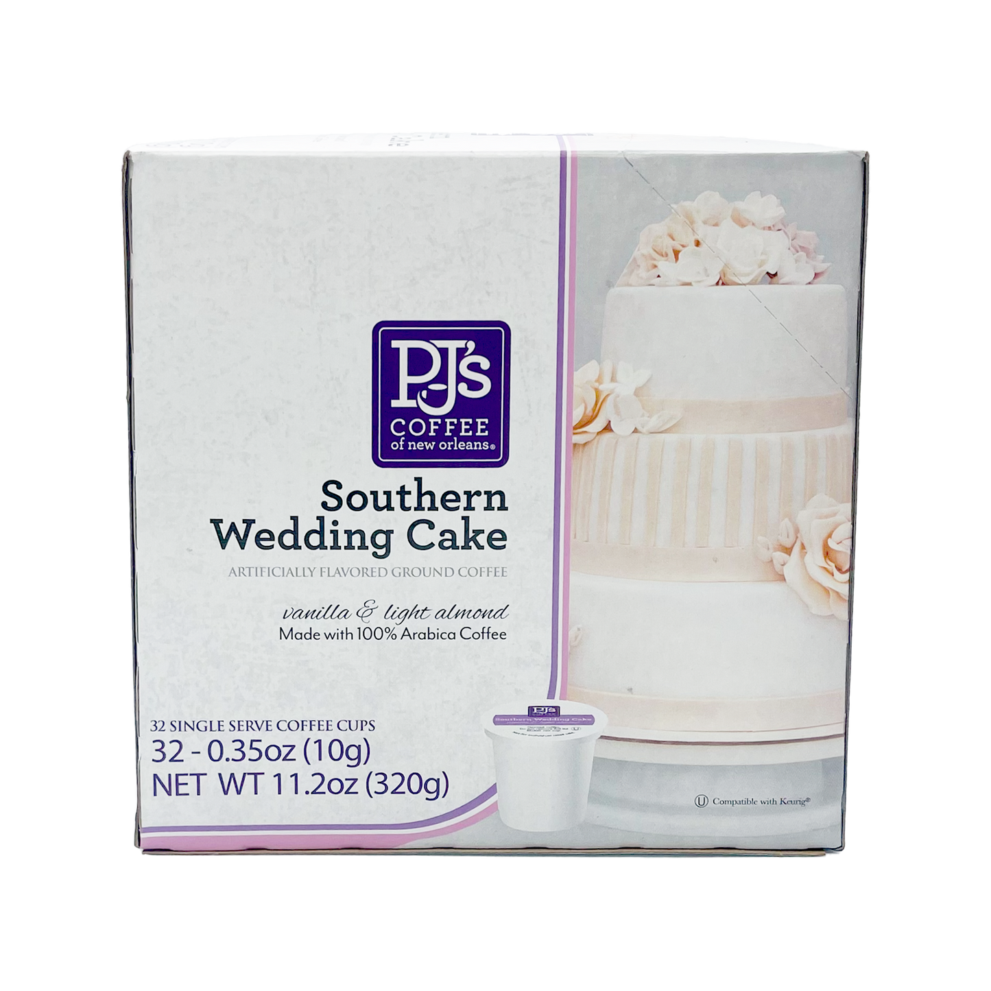 NolaCajun PJs Coffee of New Orleans Single Serve Cups Southern Wedding Cake Package Louisiana Coffee