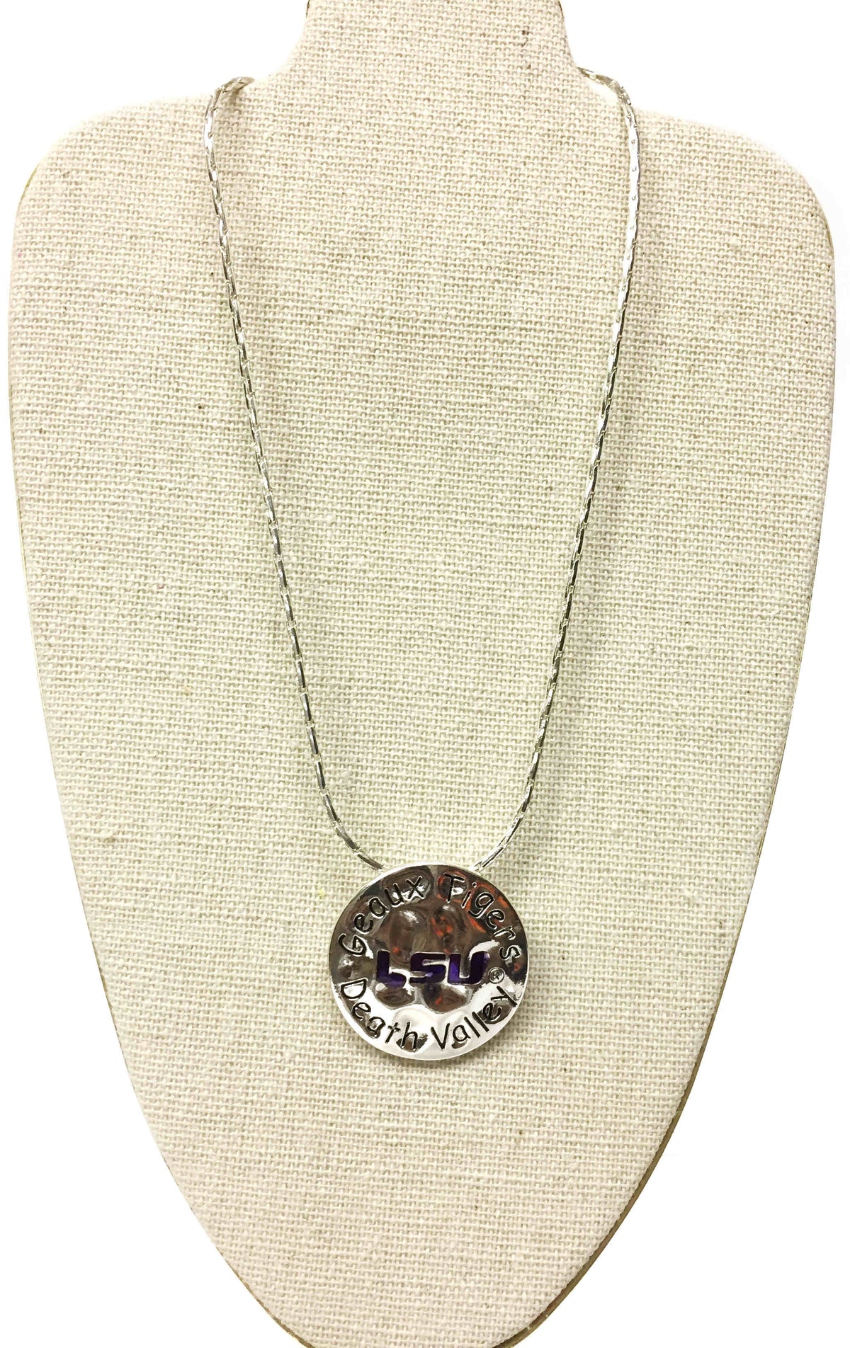 NolaCajun LSU Geaux Tigers Silver Necklace Louisiana LSU Tigers Geaux Tigers silver pendant