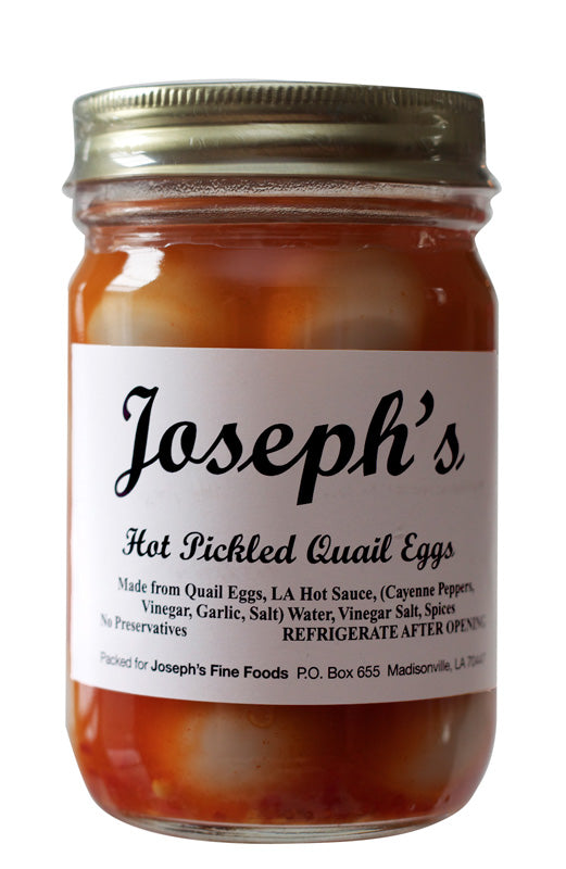 NolaCajun Joseph's Hot Pickled Quail Eggs Louisiana spicy pickled quail egg jar