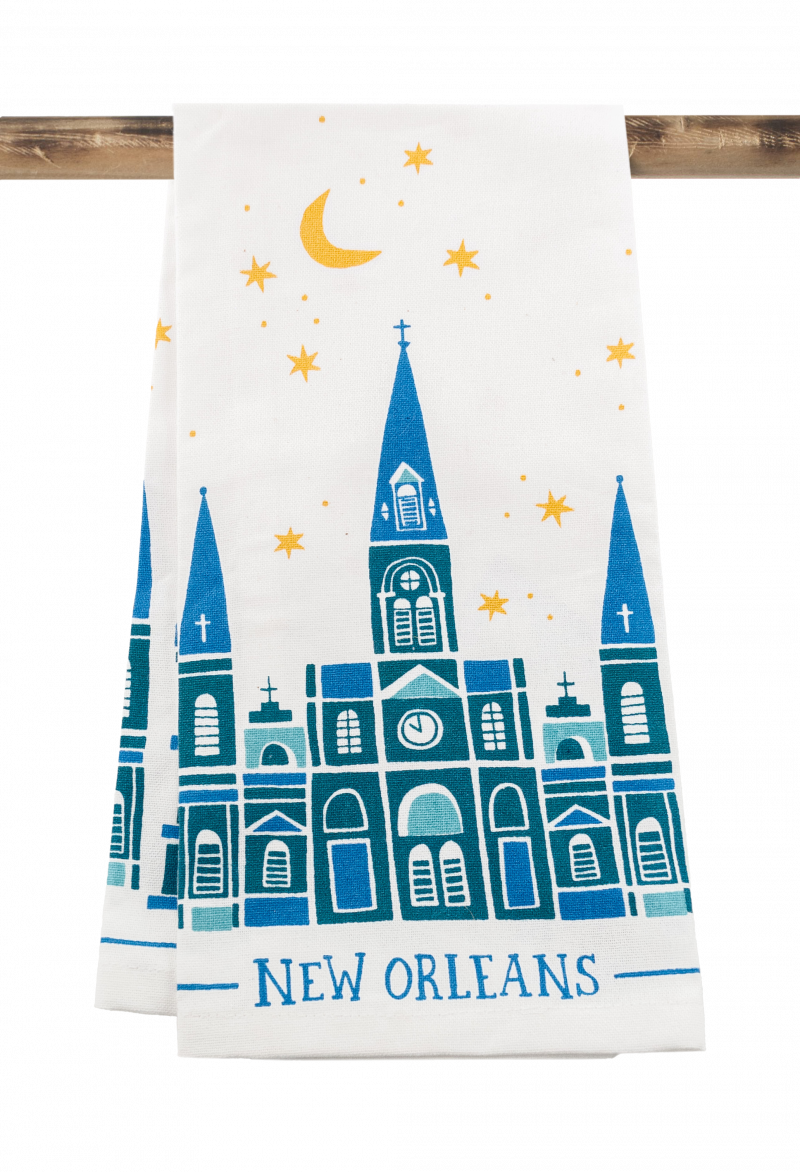 NolaCajun Kitchen Towel Nighttime in Nola Louisiana New Orleans Night Scene Kitchen