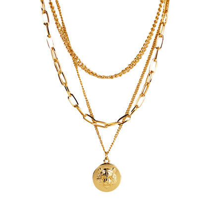 NolaCajun Tiger Layered Necklace Gold Front View Louisiana LSU Tiger Jewelry