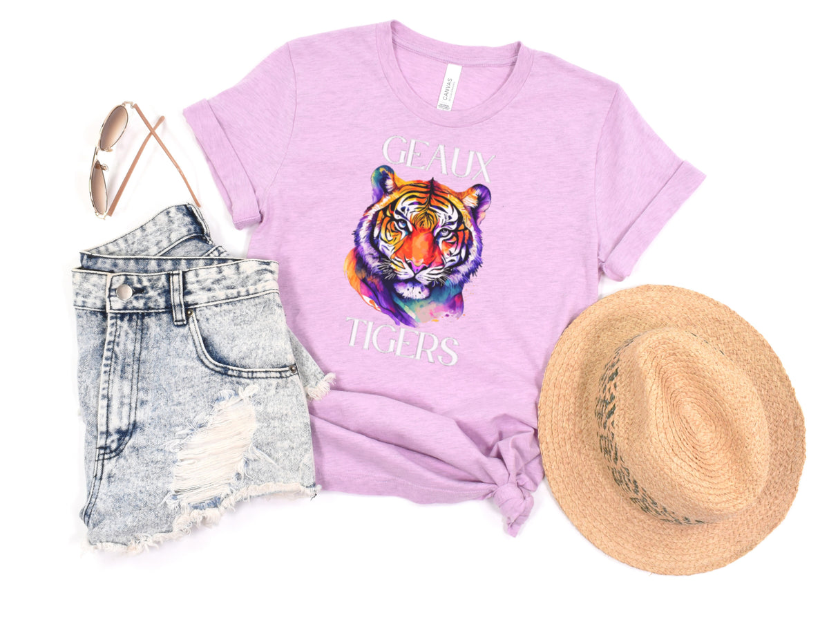 NolaCajun Colorful Tiger Tshirt Logo View Louisiana LSU Tiger Colorful Gift