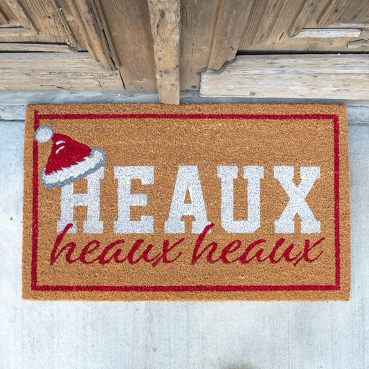 NolaCajun Door Mat Heaux Heaux Santa Hat Louisiana Christmas Humor New Orleans