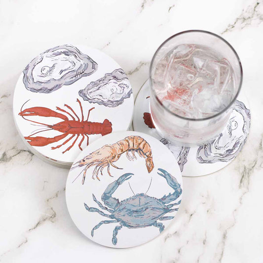NolaCajun Seafood Coaster Set Louisiana Seafood Theme New Orleans Kitchen Gift