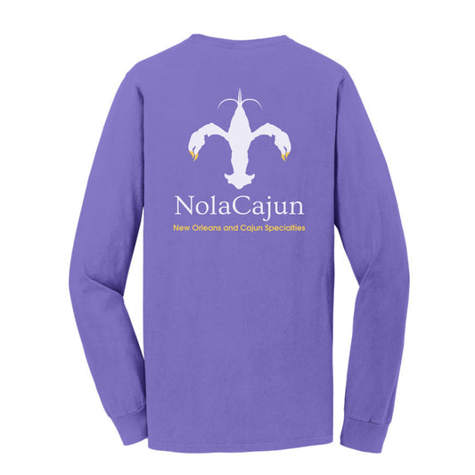 NolaCajun Long Sleeve Logo Tshirt White Back View Louisiana Cajun Pride New Orleans