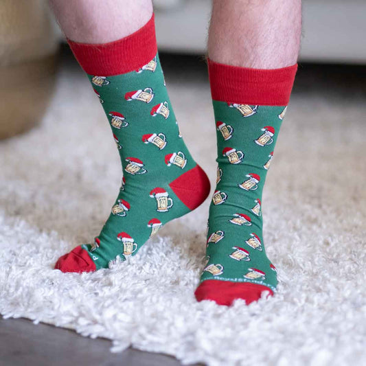 NolaCajun Mens Christmas Beer Cheers Socks Louisiana Cajun Holiday Socks New Orleans