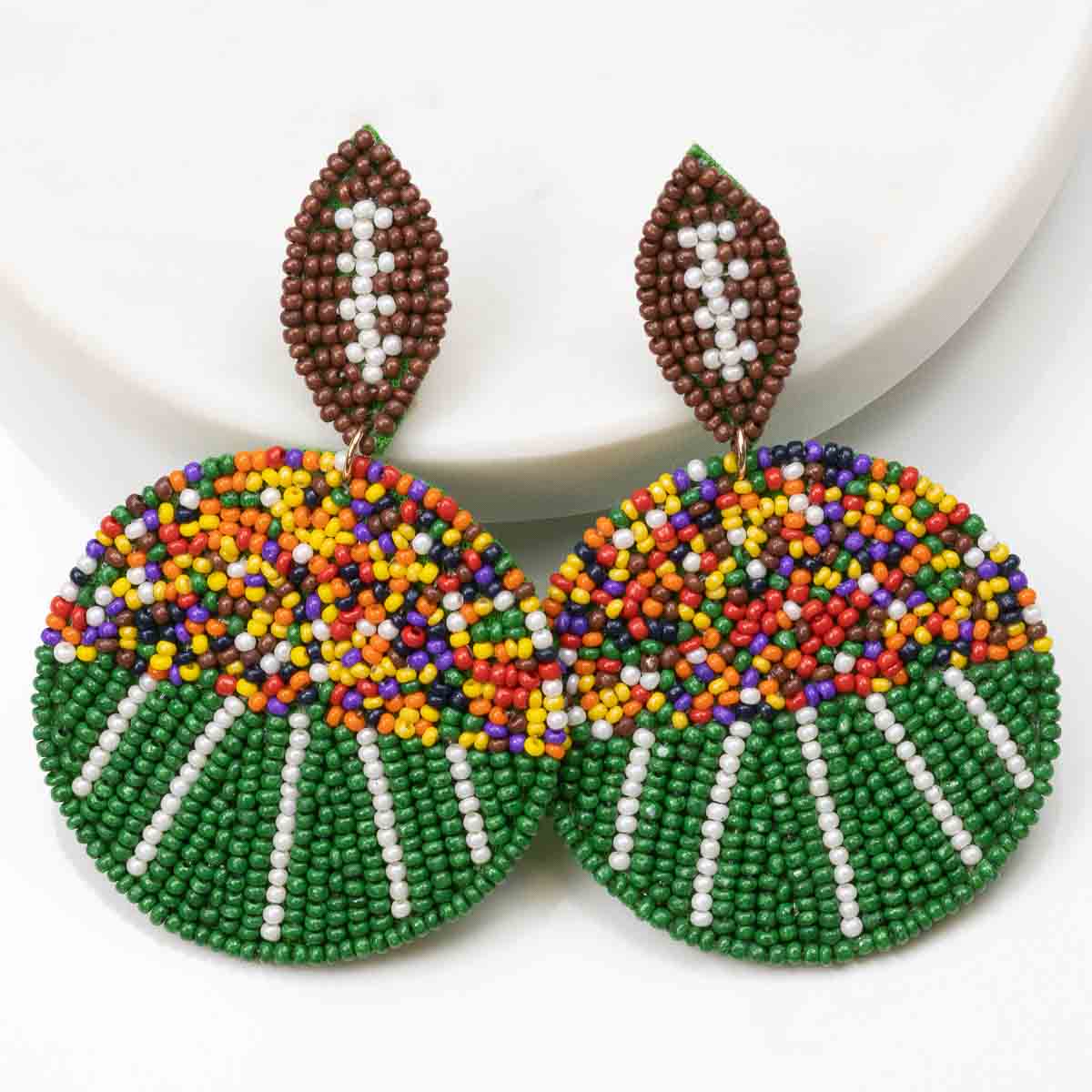 NolaCajun Football Field Beaded Earrings Louisiana Sports Jewelry New Orleans