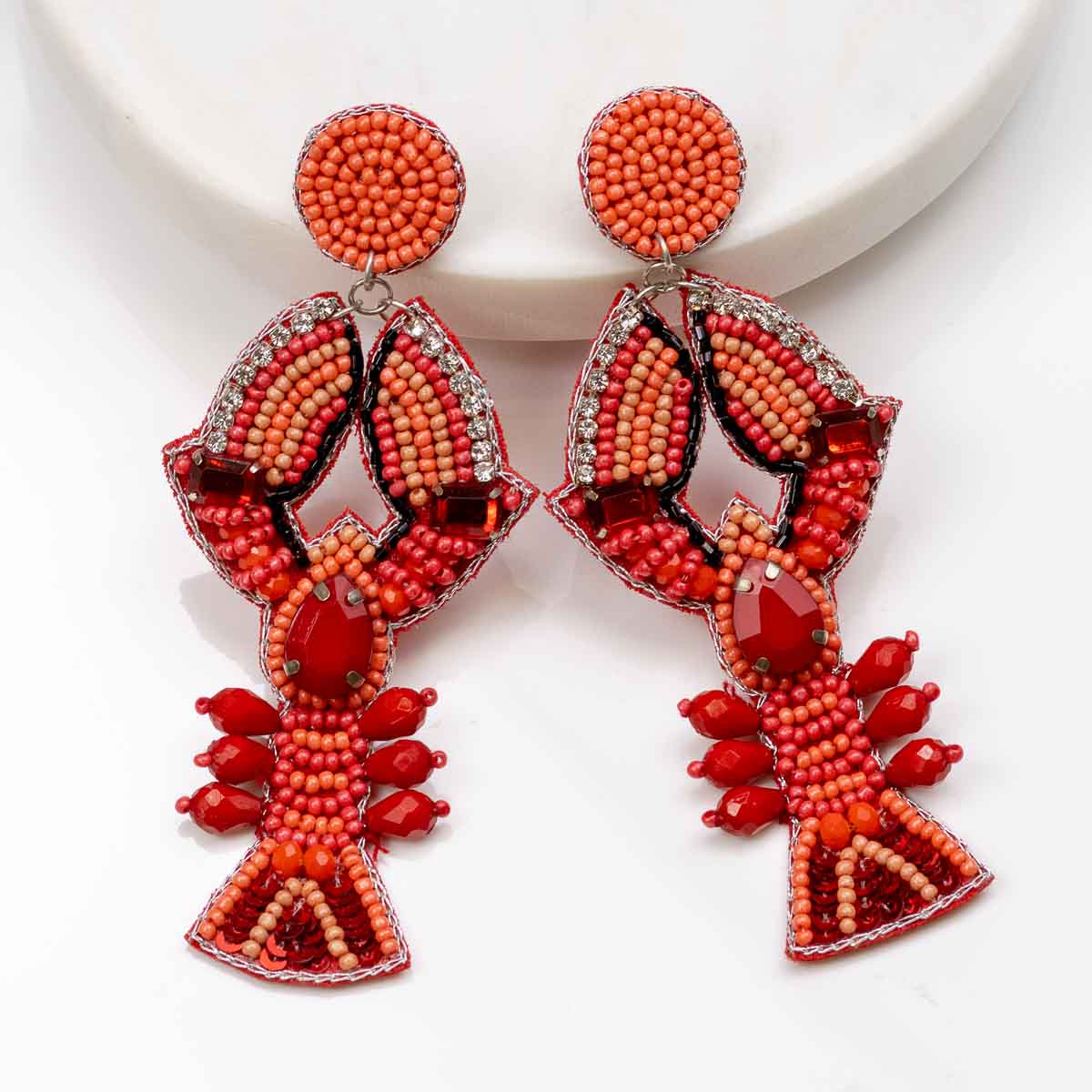 NolaCajun Crawfish Beaded Earrings Louisiana Cajun Jewelry New Orleans Gift