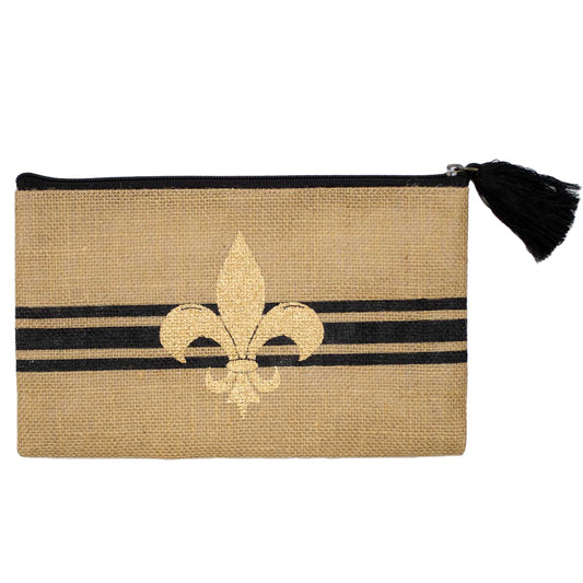 NolaCajun Bordeaux Jute Cosmetic Bag Louisiana Bordeaux Style New Orleans Gift