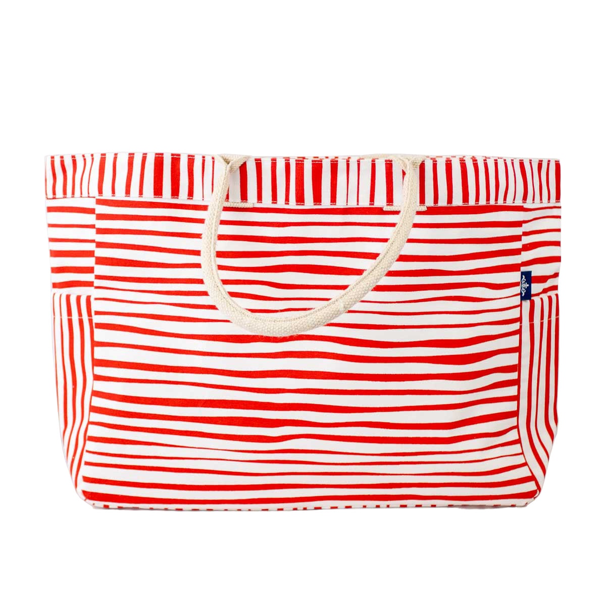 NolaCajun Red and White Stripe Tote Front View Louisiana Spirit Tote Game Day