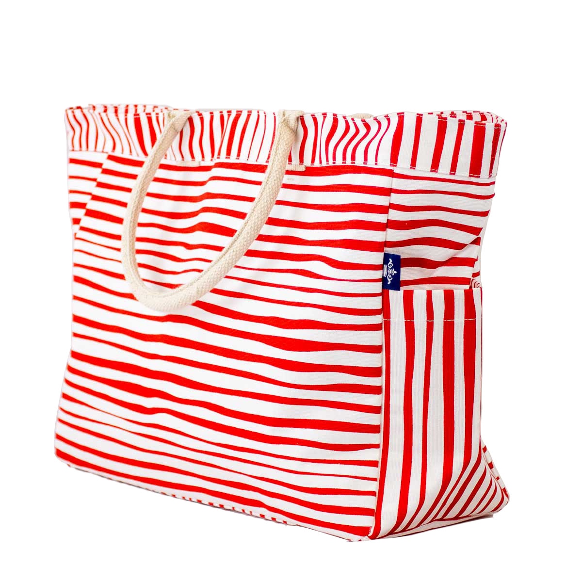 NolaCajun Red and White Stripe Tote Side View Louisiana Spirit Game Day Bag