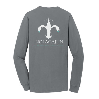 NolaCajun Long Sleeve Logo Tshirt Red Back View Louisiana Cajun Pride New Orleans