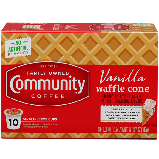 NolaCajun Community Coffee Vanilla Waffle Cone Single Serve Cups Louisiana Coffee New Orleans