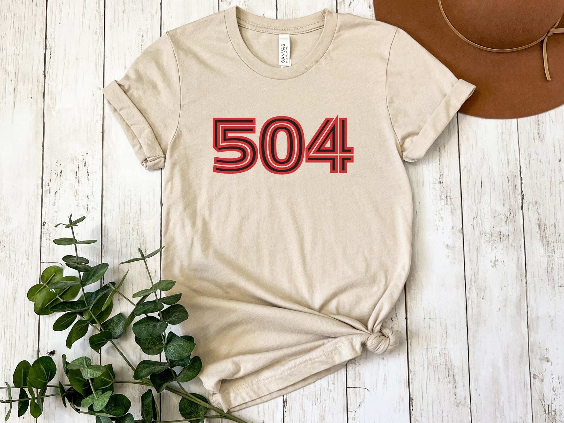 NolaCajun 504 Inline Red and Black Tshirt Back View New Orleans Louisiana