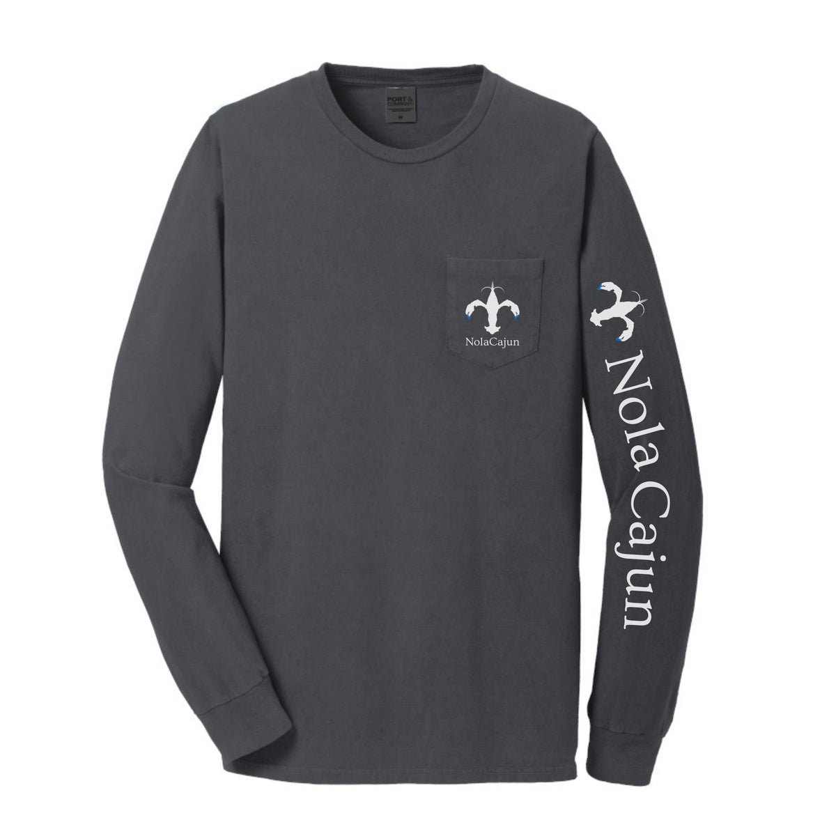 NolaCajun Long Sleeve Logo Tshirt Green Front View Louisiana Cajun Pride New Orleans