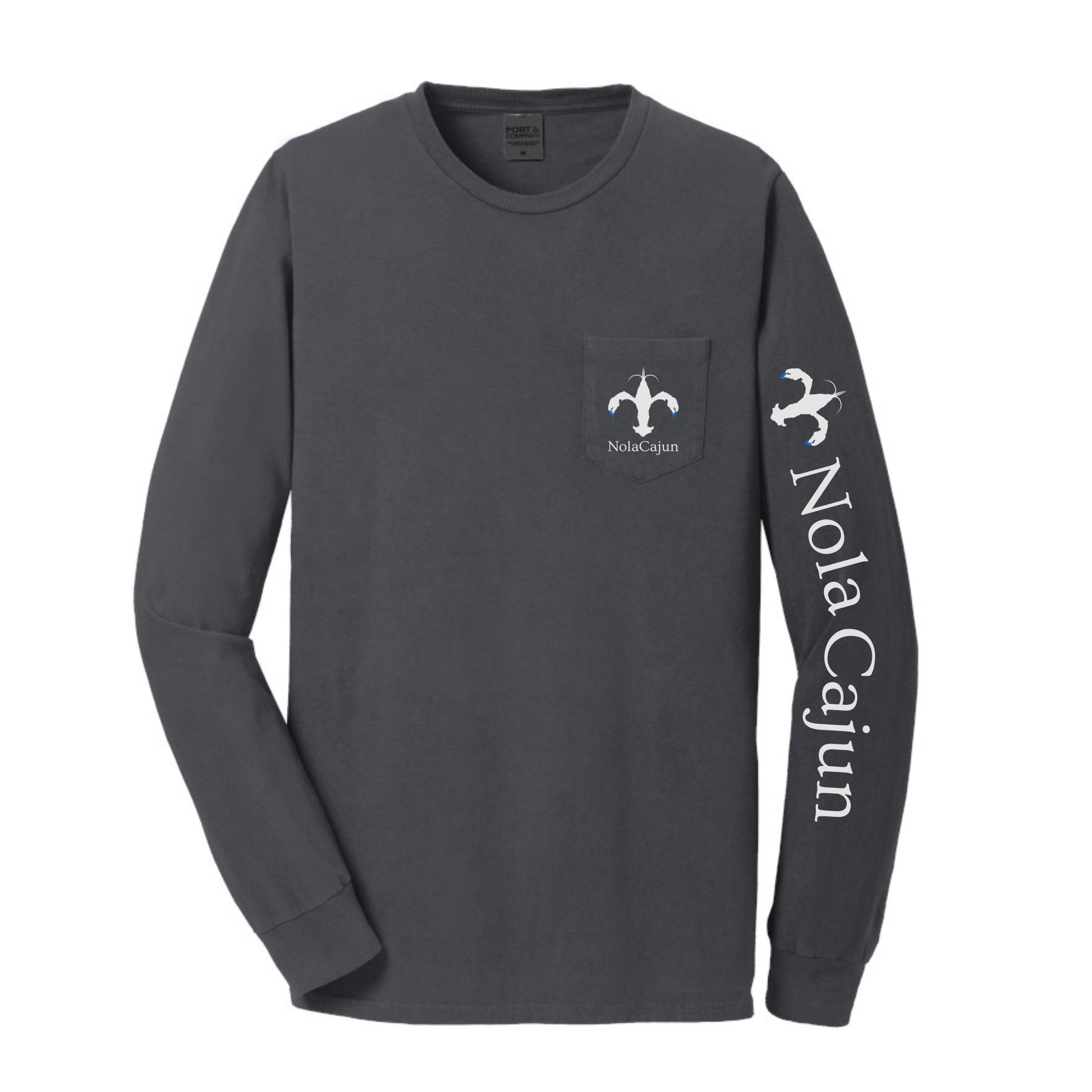 NolaCajun Long Sleeve Logo Tshirt Green Front View Louisiana Cajun Pride New Orleans