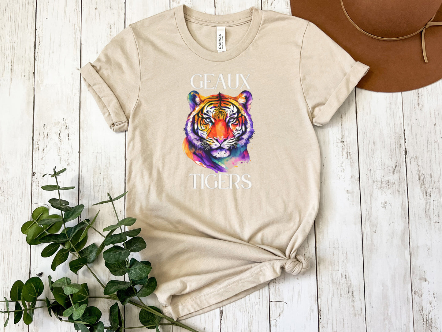 NolaCajun Colorful Tiger Tshirt Lifestyle View Louisiana Tiger Cajun Pride