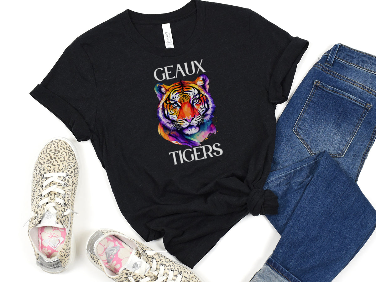 NolaCajun Colorful Tiger Tshirt Campus View Louisiana Tiger Colorful Cajun