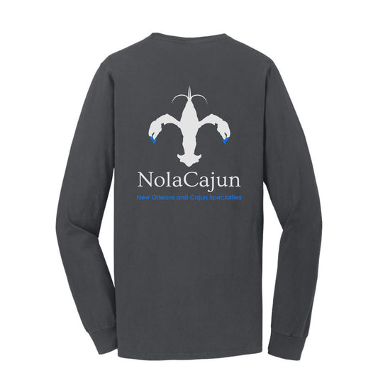 NolaCajun Long Sleeve Logo Tshirt Green Back View Louisiana Cajun Pride New Orleans