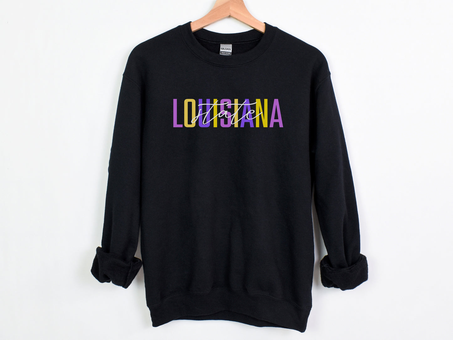 NolaCajun Louisiana State Sweatshirt Detail View LSU College Apparel Louisiana