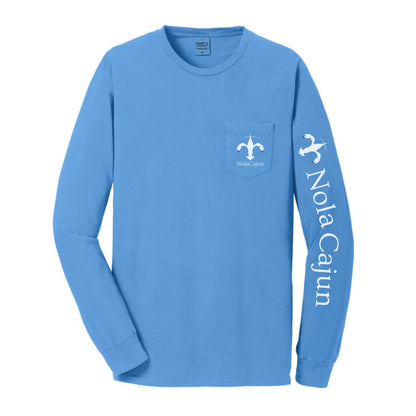 NolaCajun Long Sleeve Logo Tshirt Purple Front View Louisiana Cajun Pride New Orleans