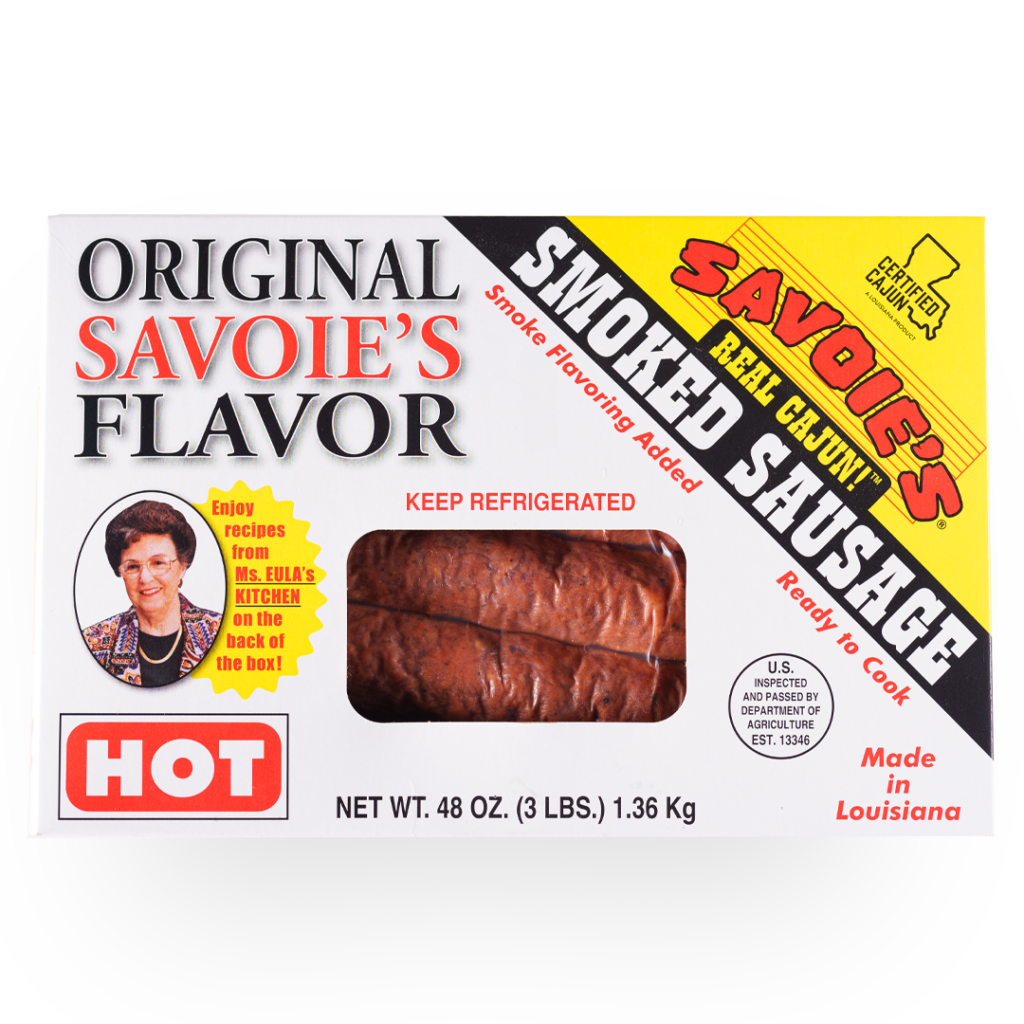 NolaCajun Savoie's Smoked Mixed Sausage Hot Detail Louisiana Cajun Hot Sausage