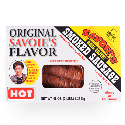 NolaCajun Savoie's Smoked Mixed Sausage Hot Detail Louisiana Cajun Hot Sausage