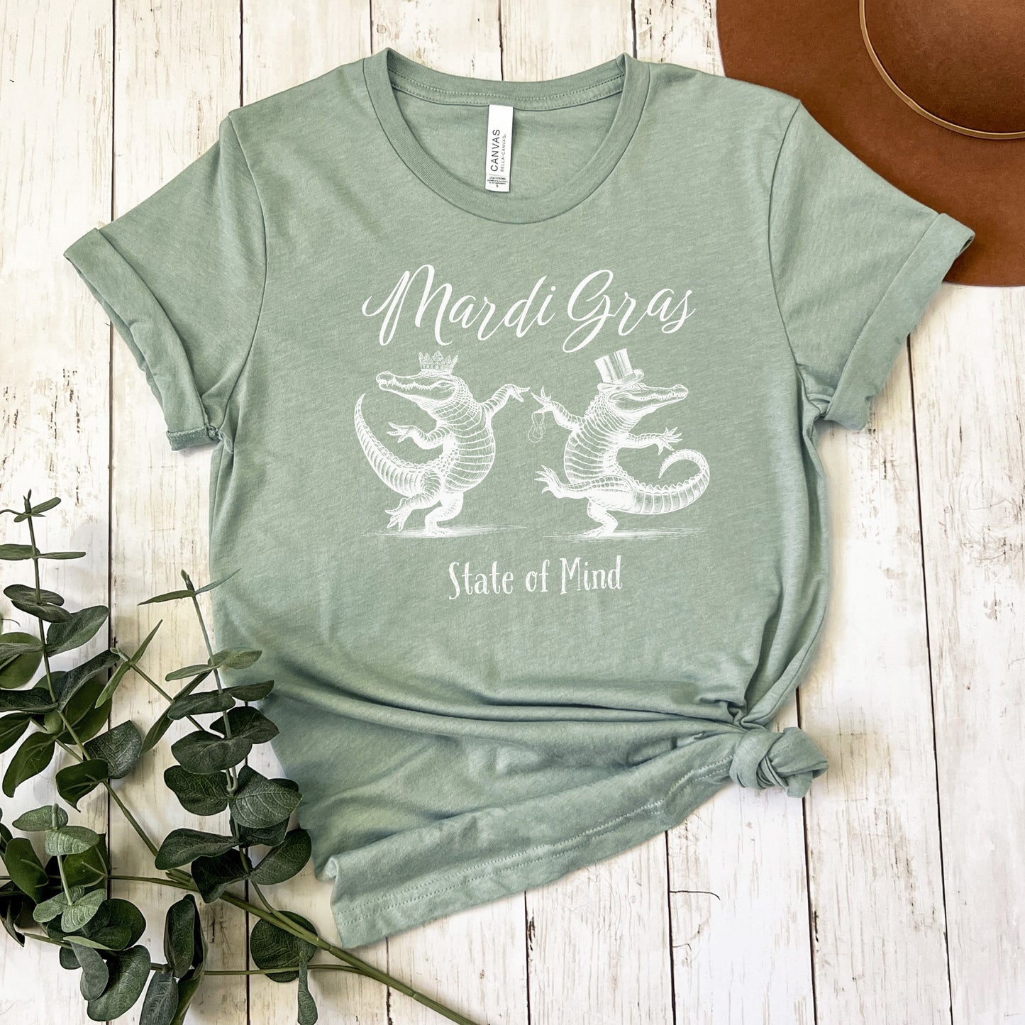 NolaCajun Mardi Gras Alligator Tshirt Lifestyle View Louisiana Alligator Spirit