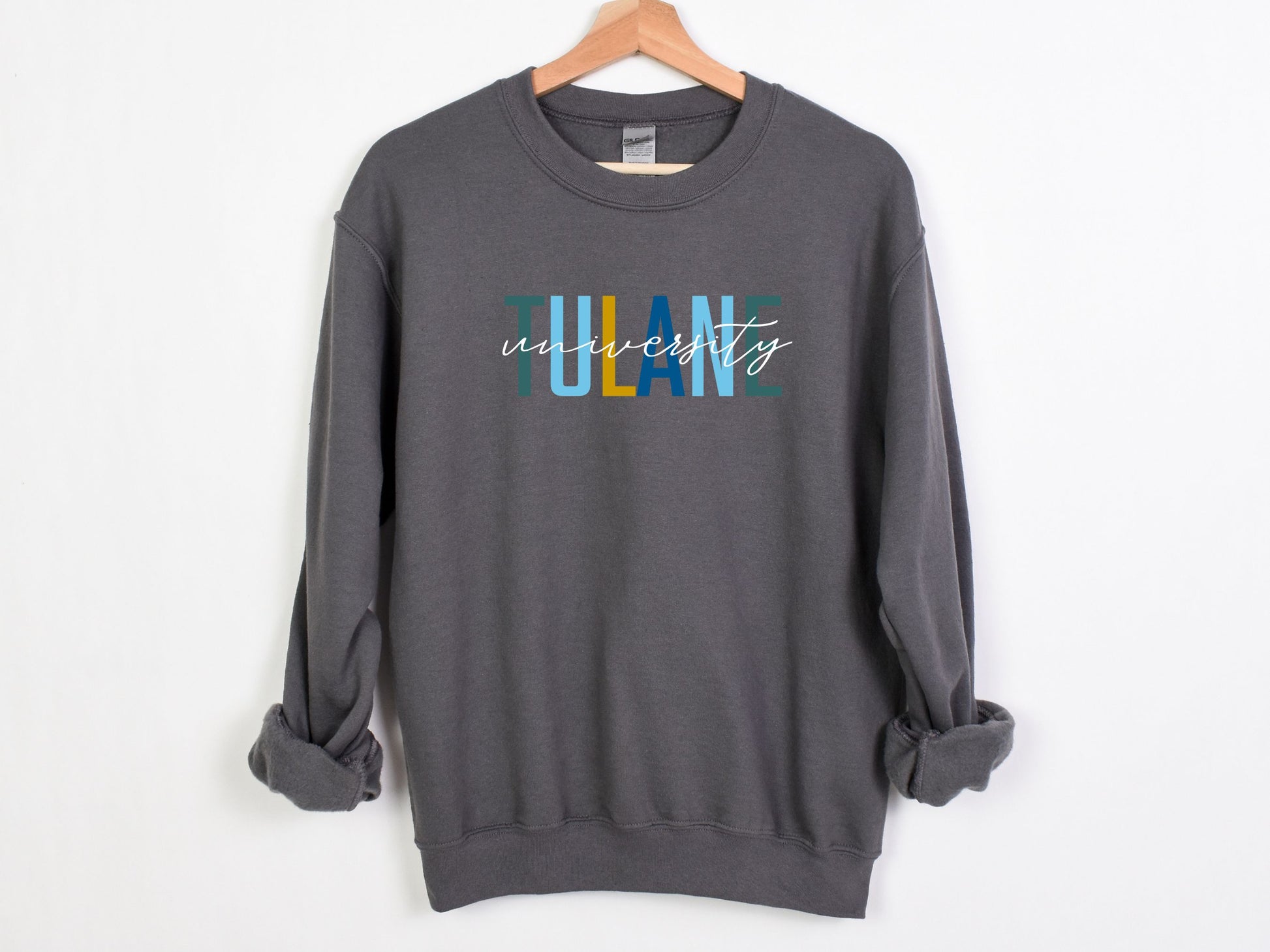 NolaCajun Tulane Sweatshirt Front View Tulane Green Wave New Orleans Louisiana