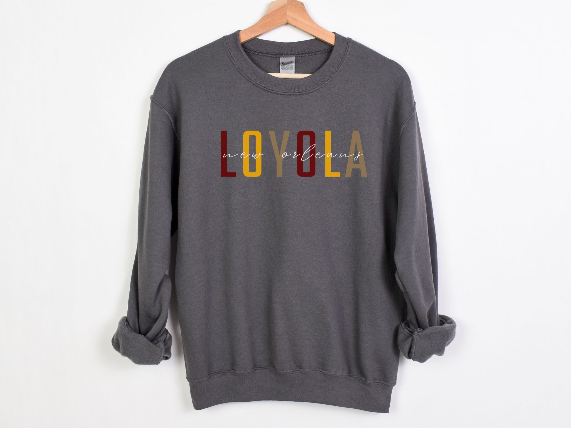 NolaCajun Loyola Sweatshirt Front View Loyola University New Orleans Louisiana Spirit