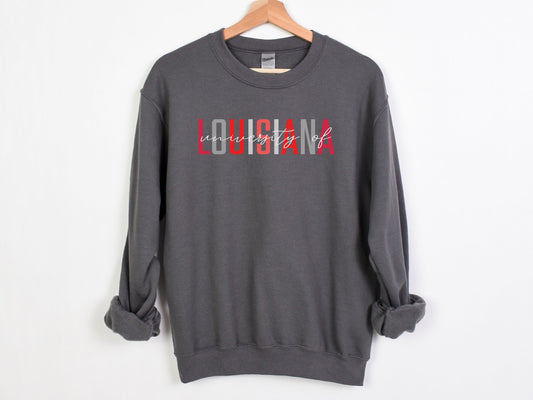 NolaCajun University of Louisiana Sweatshirt Front View Louisiana College Spirit Cajuns