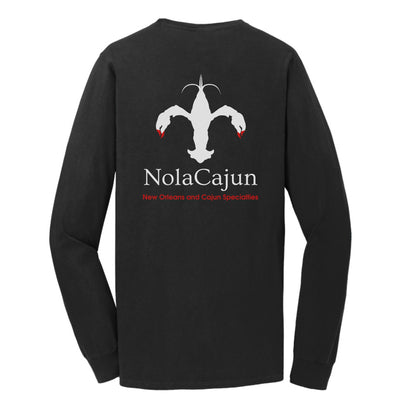 NolaCajun Long Sleeve Logo Tshirt Navy Back View Louisiana Cajun Pride New Orleans