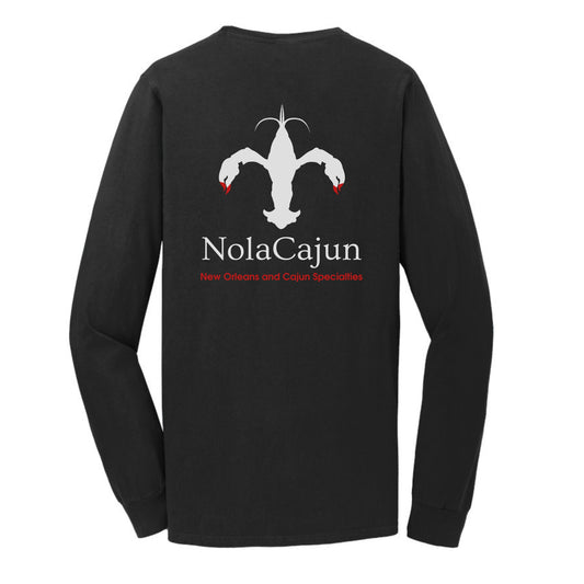NolaCajun Long Sleeve Logo Tshirt Navy Back View Louisiana Cajun Pride New Orleans