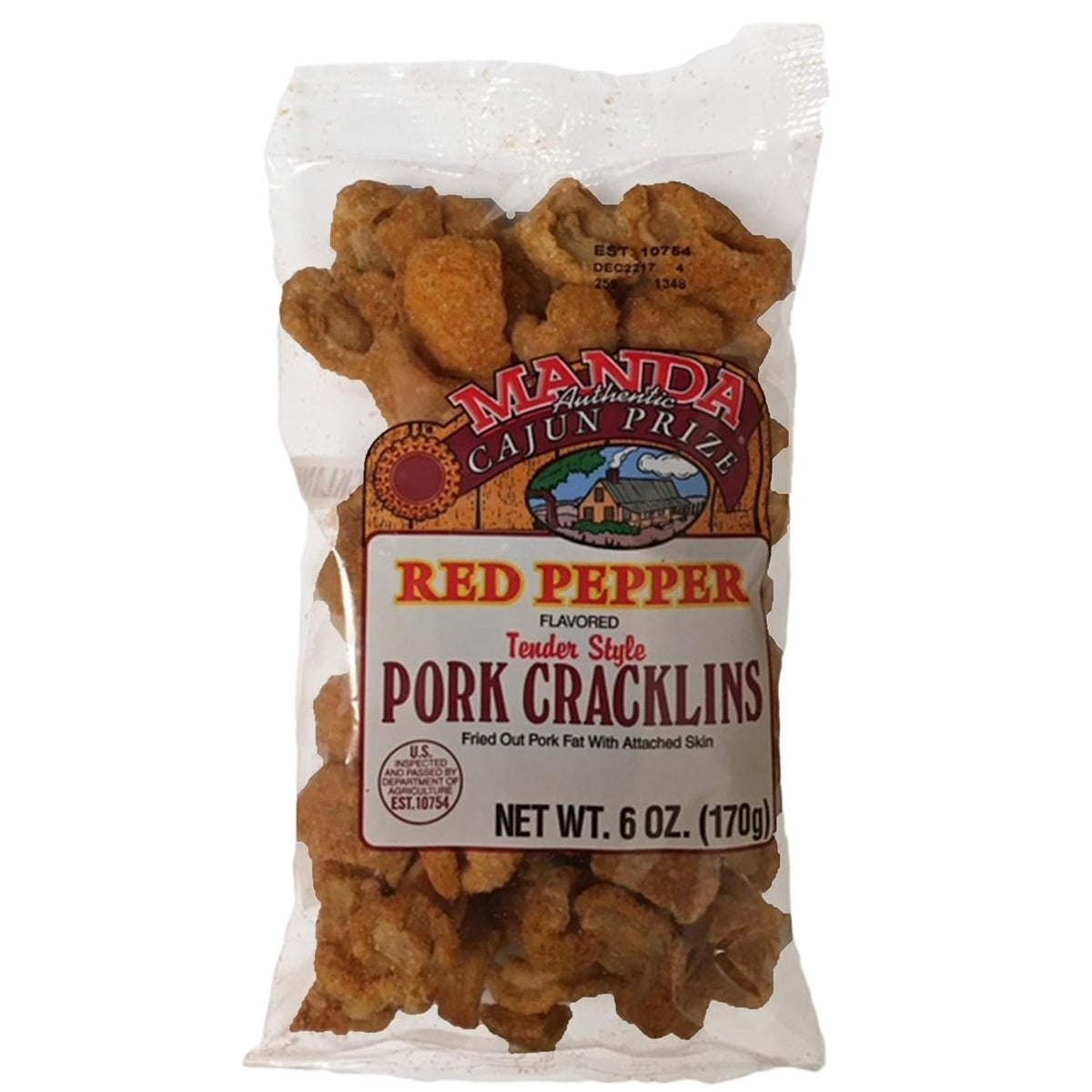 NolaCajun Manda Red Pepper Pork Cracklins Louisiana Cajun Hot Pork Cracklins