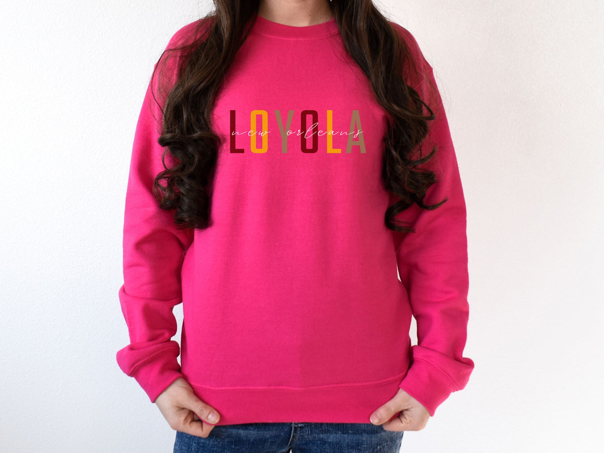 NolaCajun Loyola Sweatshirt Detail View New Orleans College Apparel Louisiana