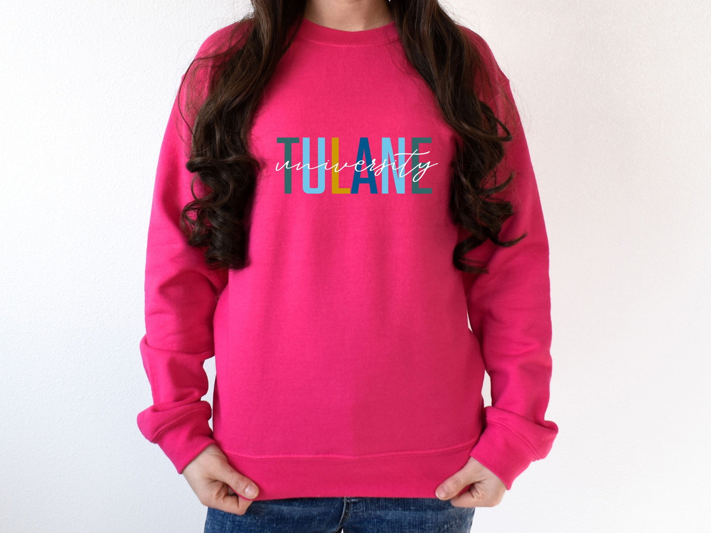 NolaCajun Tulane Sweatshirt Detail View New Orleans College Apparel Louisiana