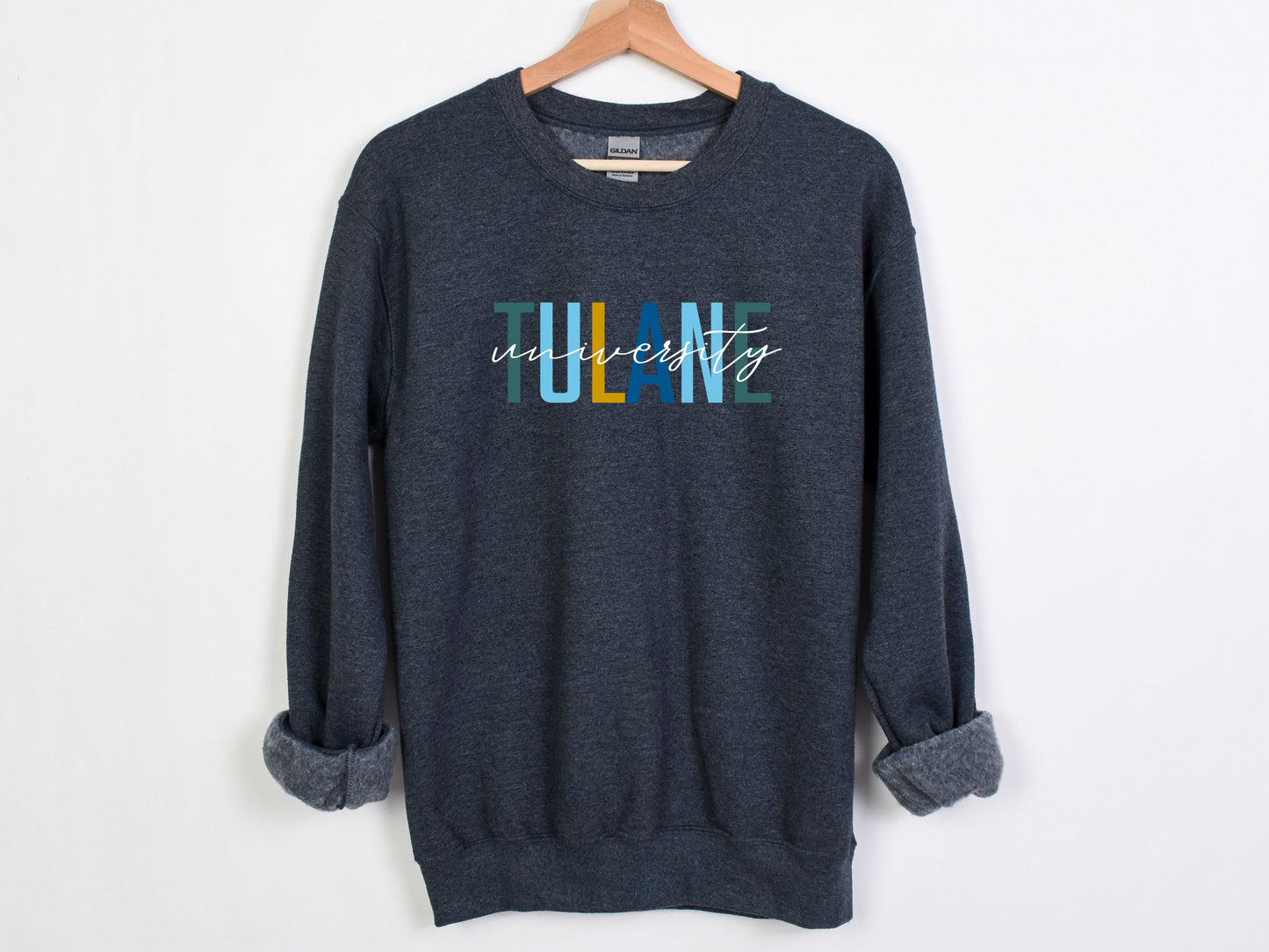 NolaCajun Tulane Sweatshirt Side View Tulane Green Wave New Orleans Gift Louisiana