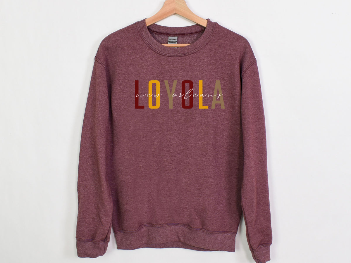 NolaCajun Loyola Sweatshirt Color View Loyola Wolf Pack New Orleans Louisiana Spirit