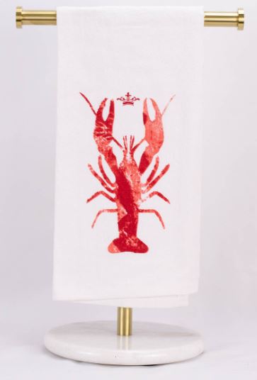 NolaCajun Watercolor Crawfish Flour Sack Hand Towel Louisiana Cajun Kitchen Decor New Orleans