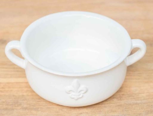 NolaCajun LaFleur Double Handle Bowl White Louisiana Cajun Entertaining New Orleans