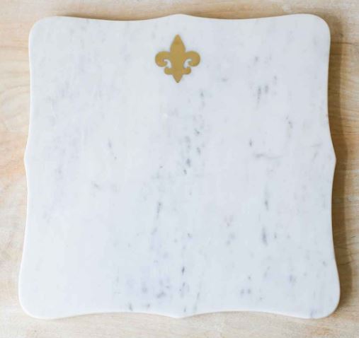 NolaCajun Fleur de Lis Marble Serving Board Louisiana Cajun Entertaining New Orleans
