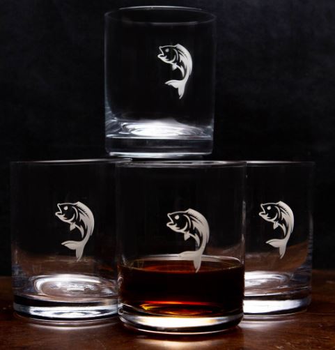NolaCajun Fish Rocks Glass Gift Set Louisiana Cajun Barware New Orleans
