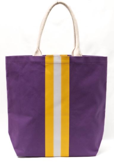 NolaCajun Campus Stripe Tote Bag Purple White Yellow Louisiana Tiger Spirit Tote New Orleans