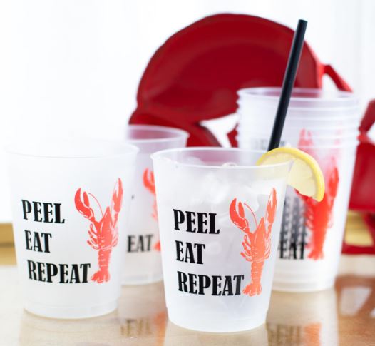 NolaCajun Peel Eat Repeat Party Cups 16oz Set of 10 Louisiana Crawfish Entertaining