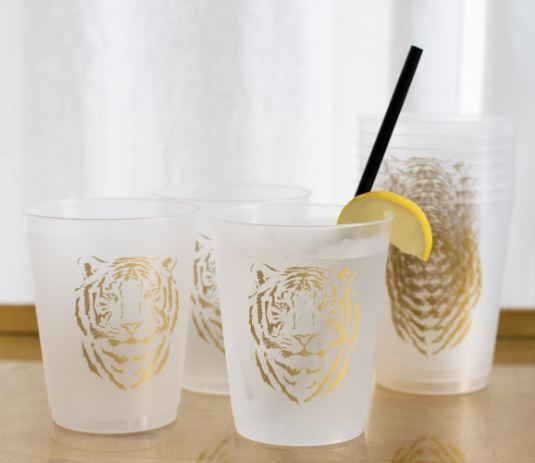NolaCajun Easy Tiger Party Cups 16oz Set of 10 Louisiana Tiger Spirit Entertaining