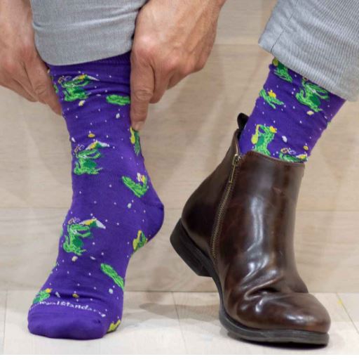 NolaCajun Mens Mardi Gras Mambo Socks Louisiana Mardi Gras Novelty Socks New Orleans
